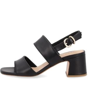 Frau Block-Heel Leather Sandals - Black