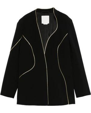 Marina Rinaldi Pietre Piped-Trim Collarless Blazer - Black