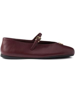 Prada Leren Ballerina's - Paars