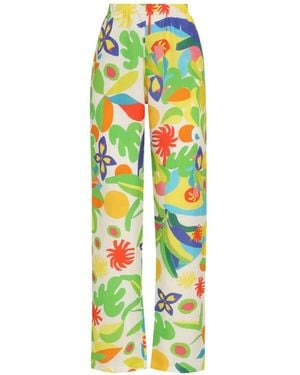 Amir Slama Pantalones Con Estampado Floral - Blanco