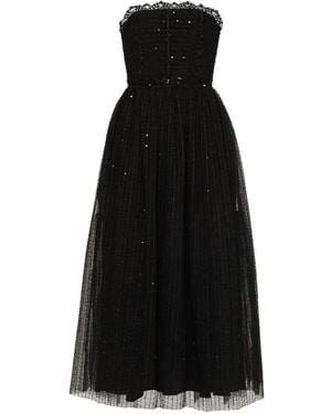 Nissa Robe Courte Volantée À Empiècements En Dentelle - Noir