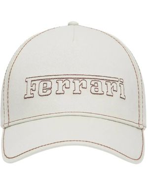 Ferrari Embossed Embroidery Baseball Cap - Bianco