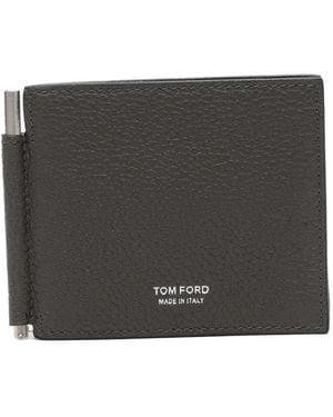 Tom Ford Portefeuille En Cuir À Pince À Billets - Grey