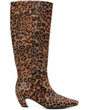 Marc Ellis Animal-Print Knee-High Boots - Brown