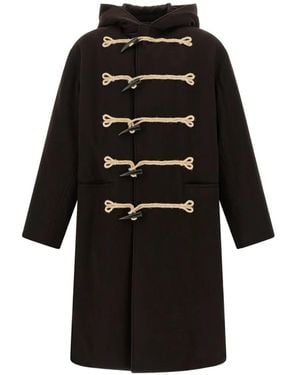 Yohji Yamamoto Dufflecoat Aus Flanell Mit Knebelverschluss - Schwarz