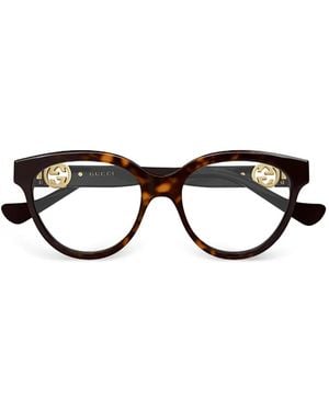 Gucci Tortoiseshell Round-Frame Glasses - Black