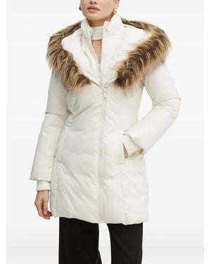 Guess Faux-Fur Hooded Jacket - Natural