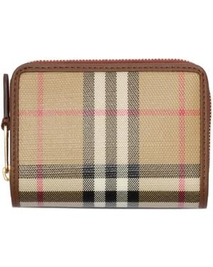 Burberry Small Check Zip Wallet - Natural