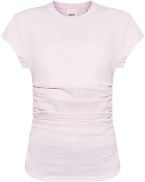 Isabel Marant Gathered-Detail Cotton T-Shirt - Pink