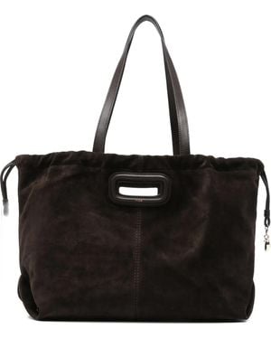 Maje Suède Shopper Met Handvat - Zwart