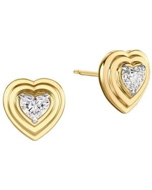 Phillips House Pendientes Heart En Oro Amarillo De 18 Ct Con Diamante - Metálico