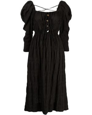 Rejina Pyo Nora Puff-Sleeve Midi Dress - Black