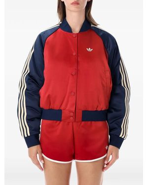 adidas Satin-Finish Bomber Jacket - Red