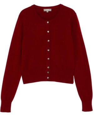 N.Peal Cashmere Ivy Cardigan - Red