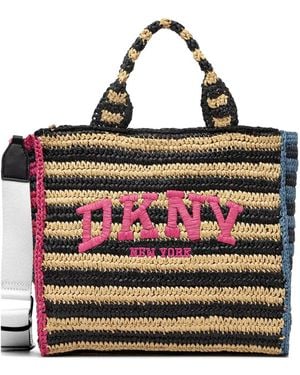 DKNY Striped Logo-Embroidered Tote Bag