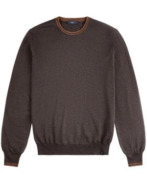 Fay Elbow-Patch Crew-Neck Sweater - Grey