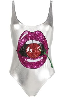 Brigitte Bardot Carnaval/Festival Sequinned Swimsuit - White