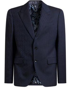 Etro Jacquard Wool Blazer - Blue