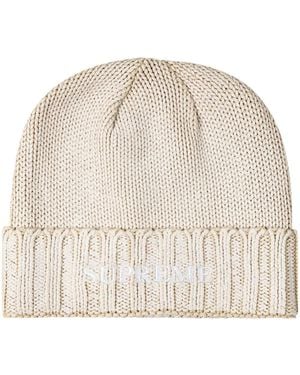 Supreme Overprint Knitted Beanie - Natural