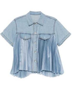 Sacai Pleated Denim Shirt - Blue