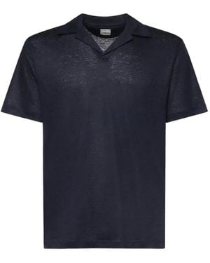 Eleventy Revere-Collar T-Shirt - Blue