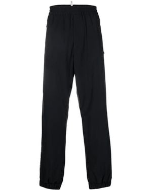 Moncler Logo-Print Straight-Leg Trousers - Blue