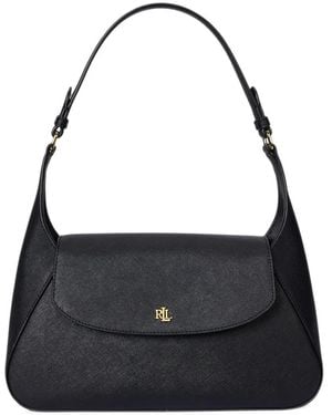 Ralph Lauren Sac Porté Épaule Schylar Médium En Cuir Saffiano - Black
