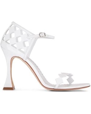 Manolo Blahnik Cut Out Leather Sandals - White
