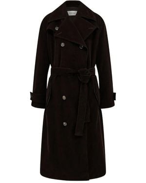 Ferragamo Trench En Velours Côtelé - Noir