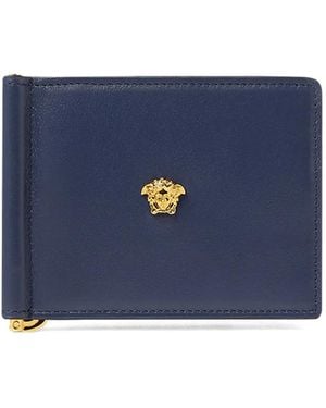 Versace ラ メドゥーサ クリップ 二つ折り財布 - ブルー