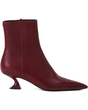 Lanvin Pointed-Toe Sculpted-Heel Boots - Red