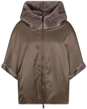 Betta Corradi Faux-Fur Trim Hooded Coat - Brown