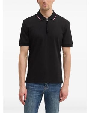 BOSS Half-zip Cotton Polo Shirt - Black