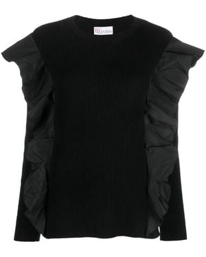 RED Valentino Ribgebreide Top - Zwart