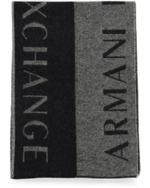 Emporio Armani Sciarpa Con Logo Jacquard - Nero
