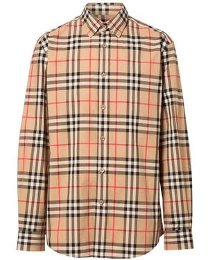 Burberry Check Long-Sleeve Shirt - White