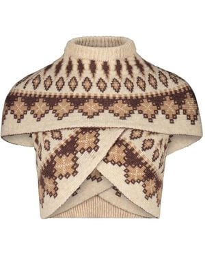 PAOLINA RUSSO Virgin Wool-Blend Top - Natural