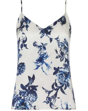 L'Agence Top Met Spaghettibandjes En Bloemenprint - Blauw