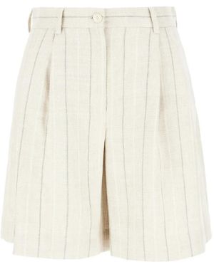 Antonelli Pinstripe-Pattern Pleated Shorts - White