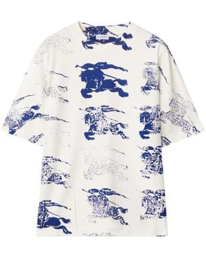 Burberry Equestrian Knight Graphic T-Shirt - Blue