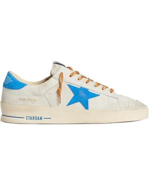 Golden Goose Stardan star-printed crocodile-effect sneakers - Blau