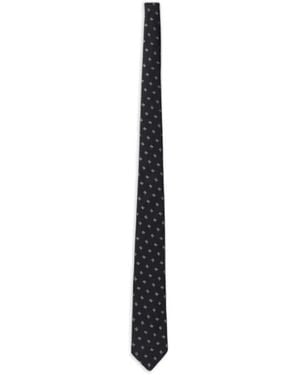 Emporio Armani Logo-Jacquard Silk Tie - White
