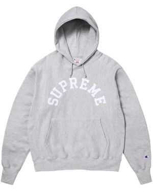 Supreme X Champion Logo-Print Hoodie - Grey