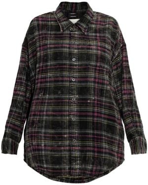 R13 Plaid-Pattern Button-Down Shirt - Black