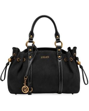 Liu Jo Logo-Plaque Drawstring Tote Bag - Negro