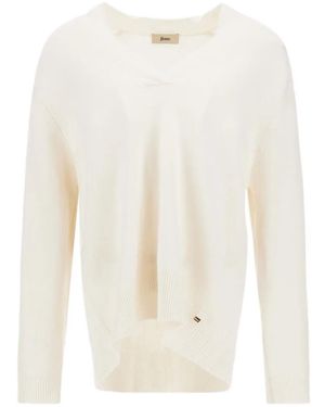 Herno Kaschmirpullover Mit Ziernähten - Weiß