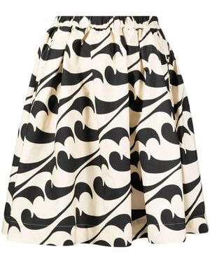 JNBY Abstract-Pattern Cotton Midi Skirt - Black