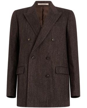 Tagliatore Herringbone Double-Breasted Jacket - Brown