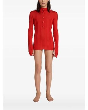 ROT Ribbed Silk Sweater - Red