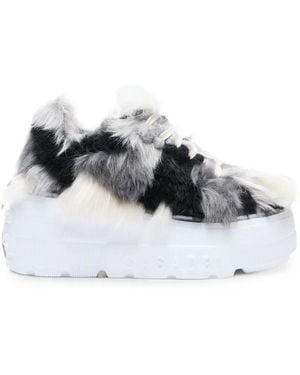 Casadei Nexus Husky Faux-Fur Sneakers - White
